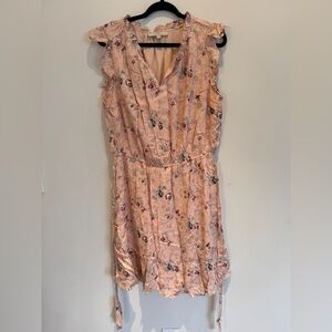 LOFT Pink Floral Dress With Tie Belt Size 14 Plus